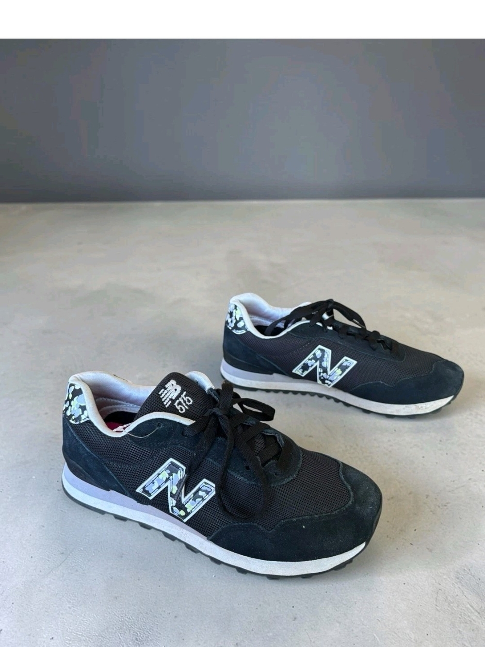New Balance 515 Black Sneakers with Floral Accents
